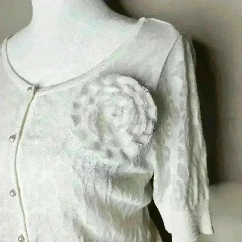 White house black market women's ivory sheer blouse size small - Picture 5 of 7
